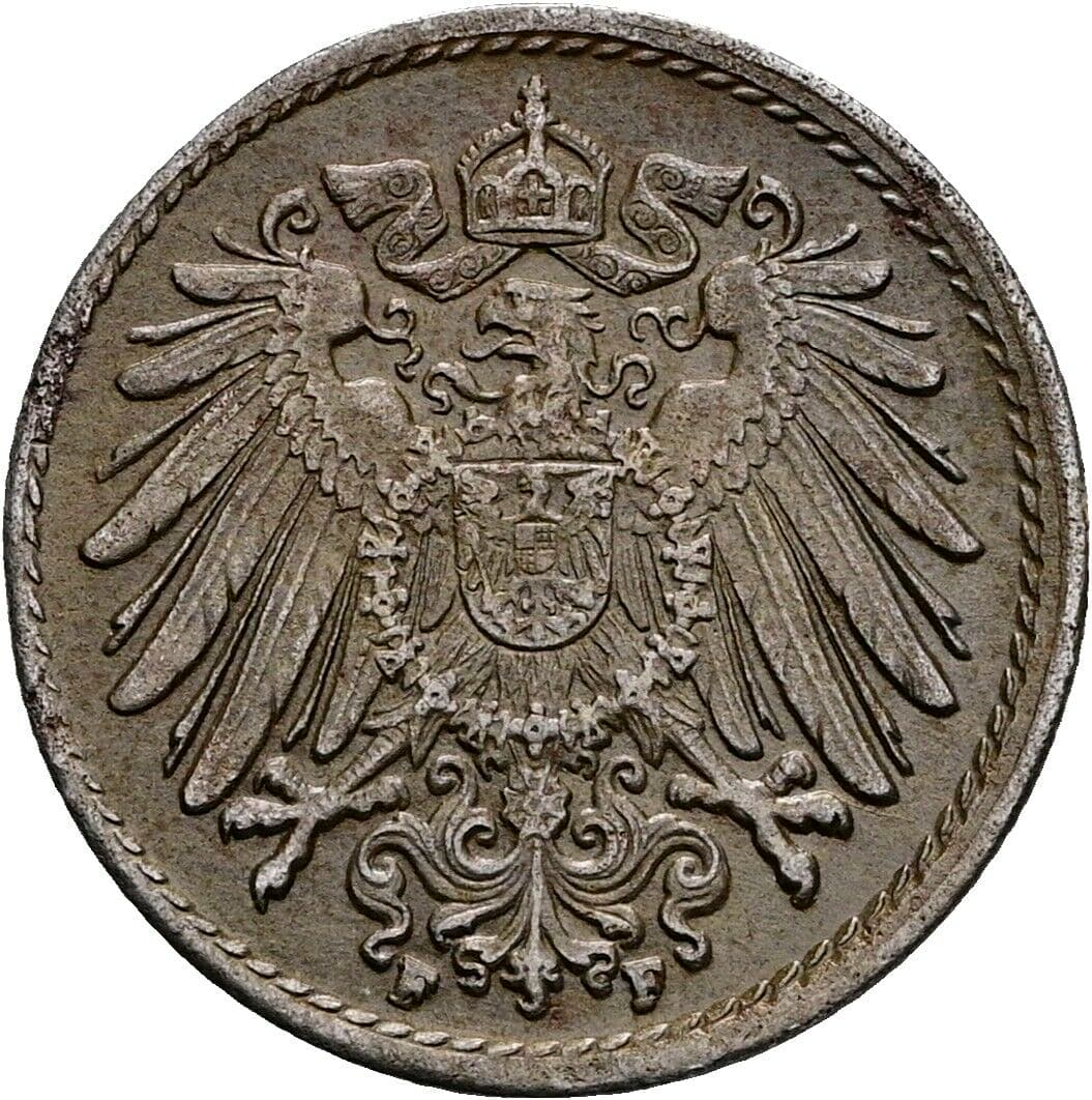 5 Pfennig 1918 F – Rückseite