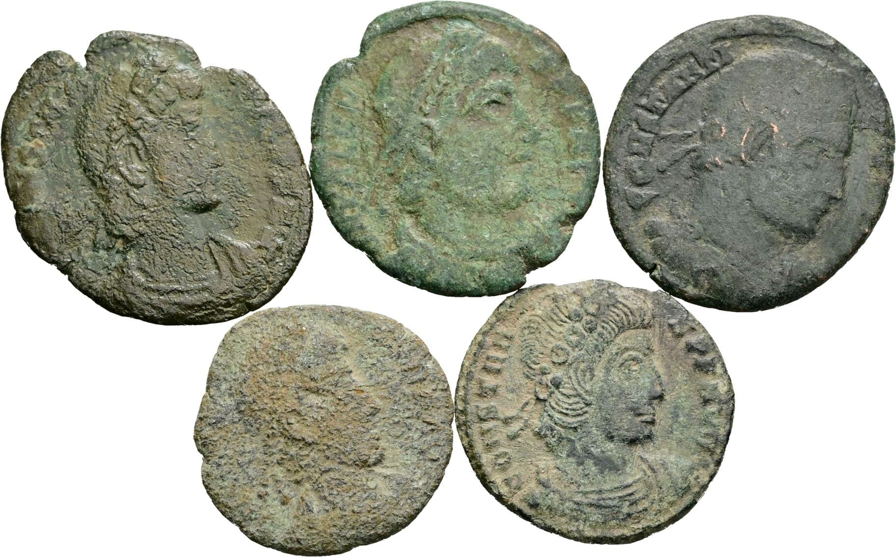 Lot 5 Stück spätrömische Bronzemünzen