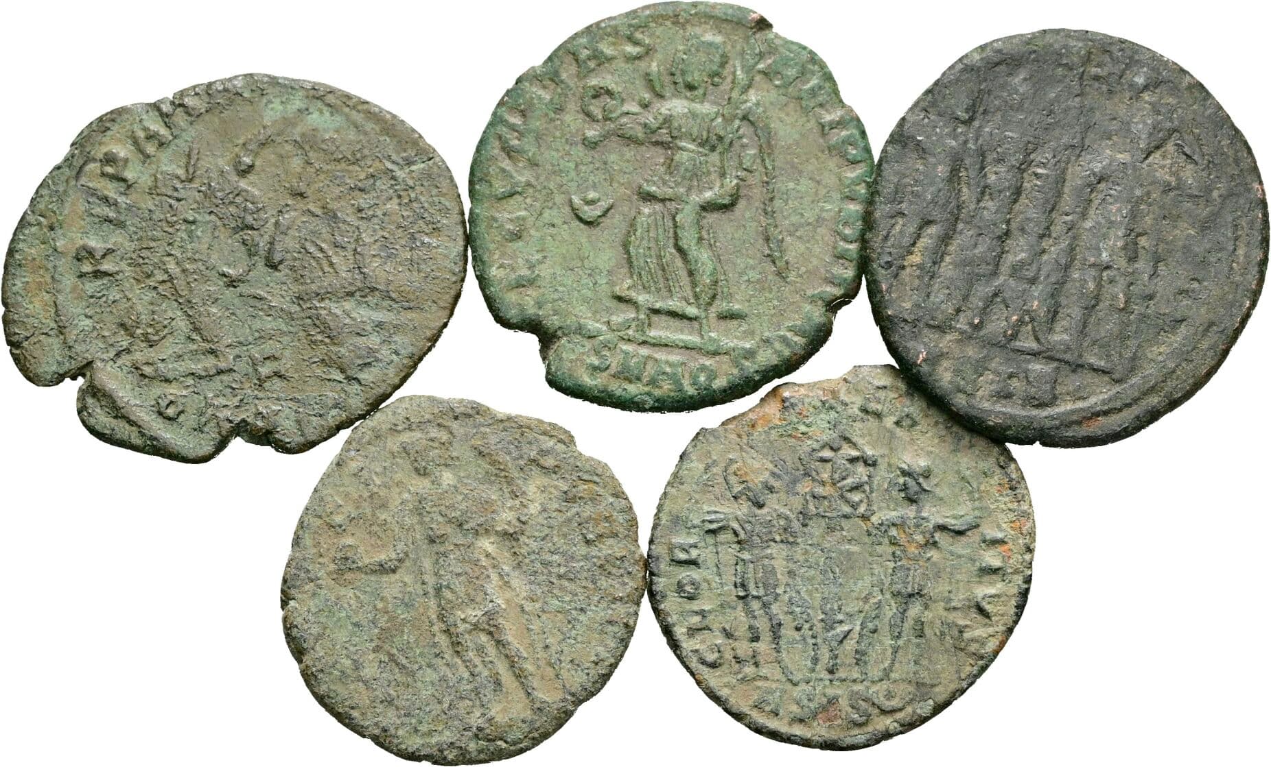 Lot 5 Stück spätrömische Bronzemünzen