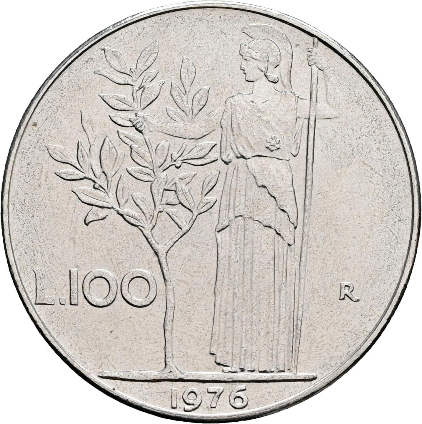 100 Lire 1976 – Rückseite