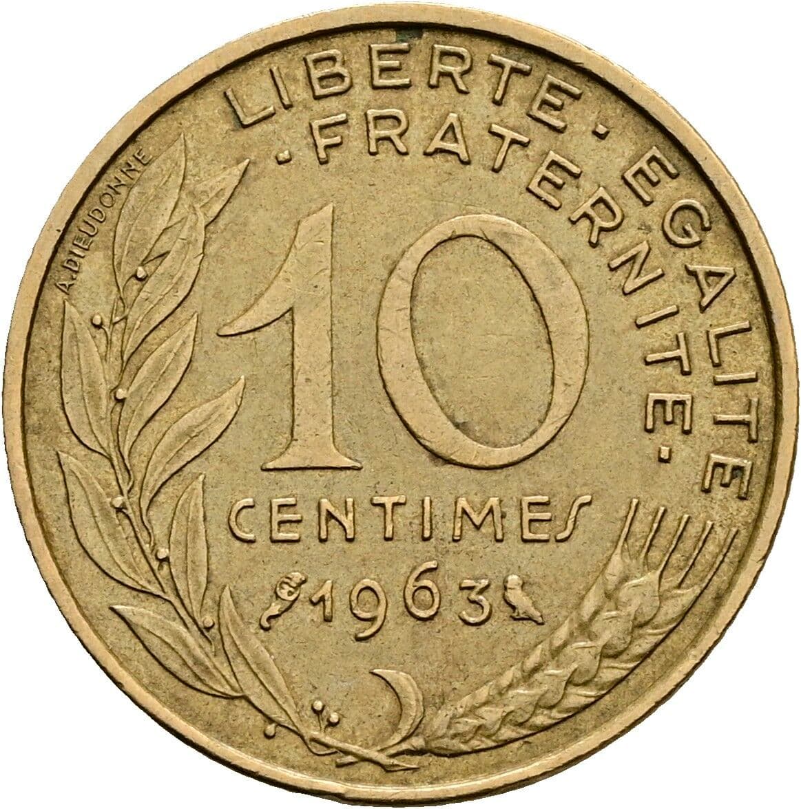 10 Centimes 1963 – Vorderseite
