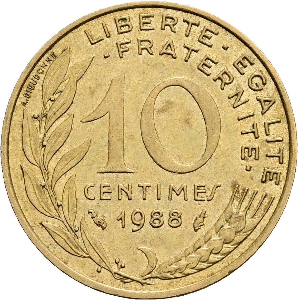 10 Centimes 1988 – Vorderseite