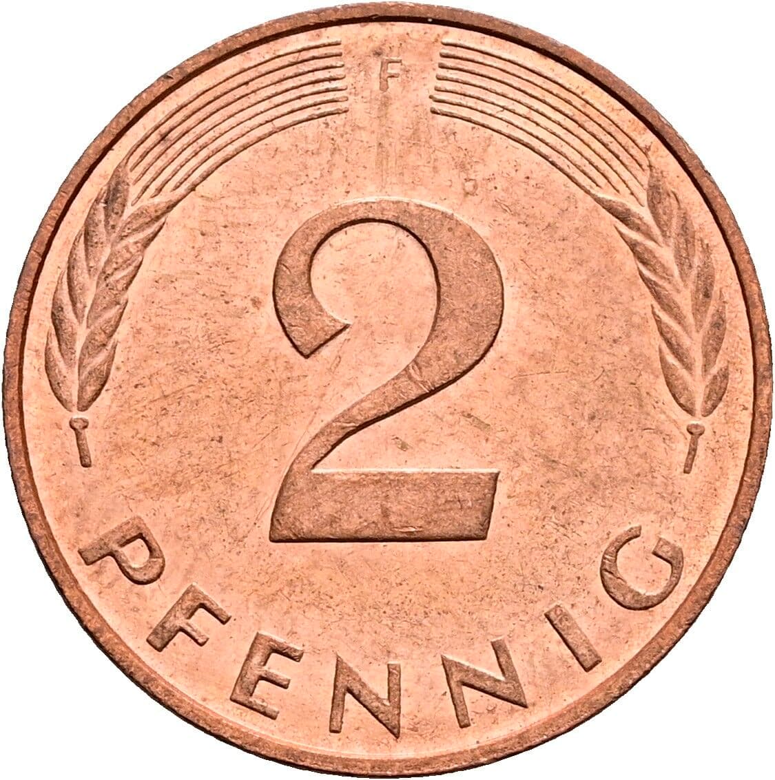 2 Pfennig 1992 F – Vorderseite