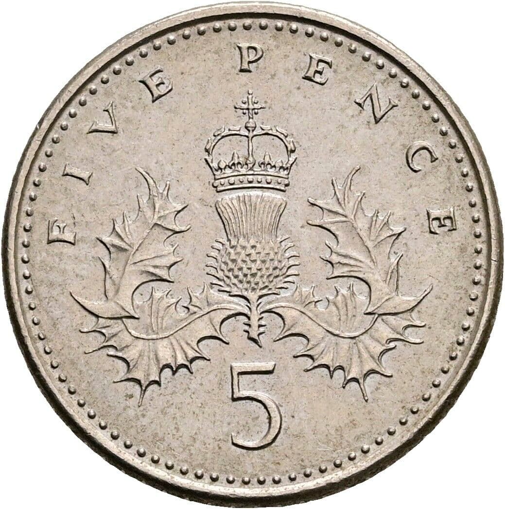 5 Pence Elisabeth II. 1952-2022 1990 – Rückseite