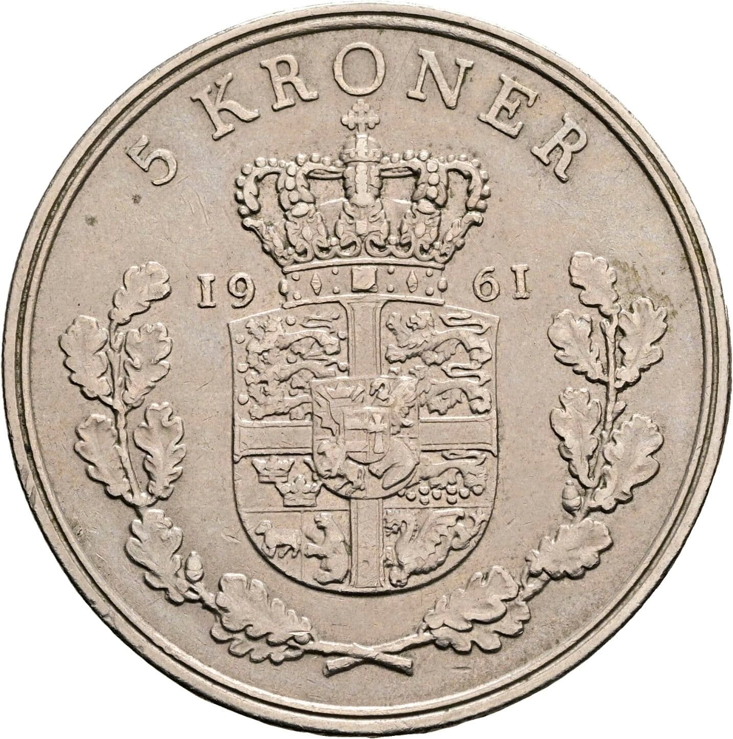 5 Kroner Frederick IX (1947 - 1972) 1961 – Rückseite