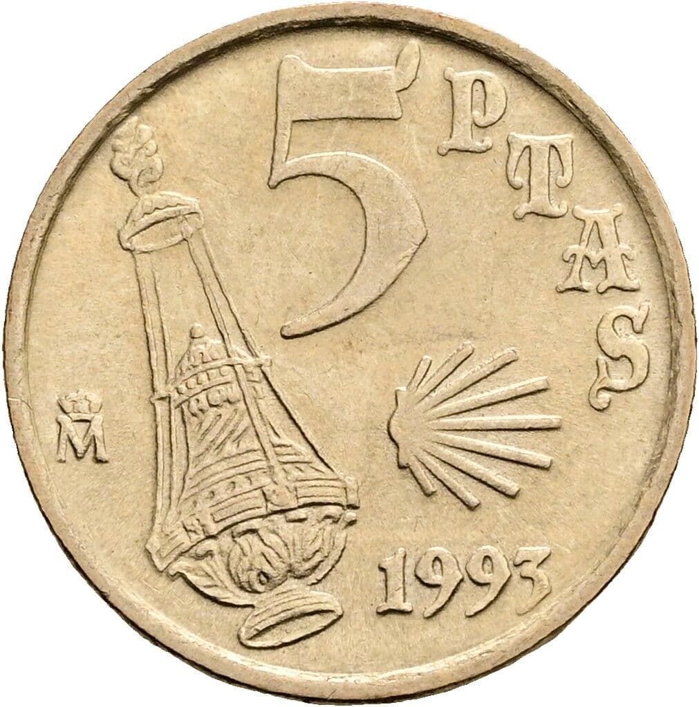 5 Pesetas Juan Carlos (1975-2014) 1993 – Rückseite