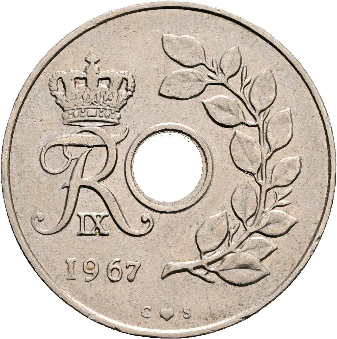 25 Öre Friedrich IX. (1947-1972) 1967 – Rückseite