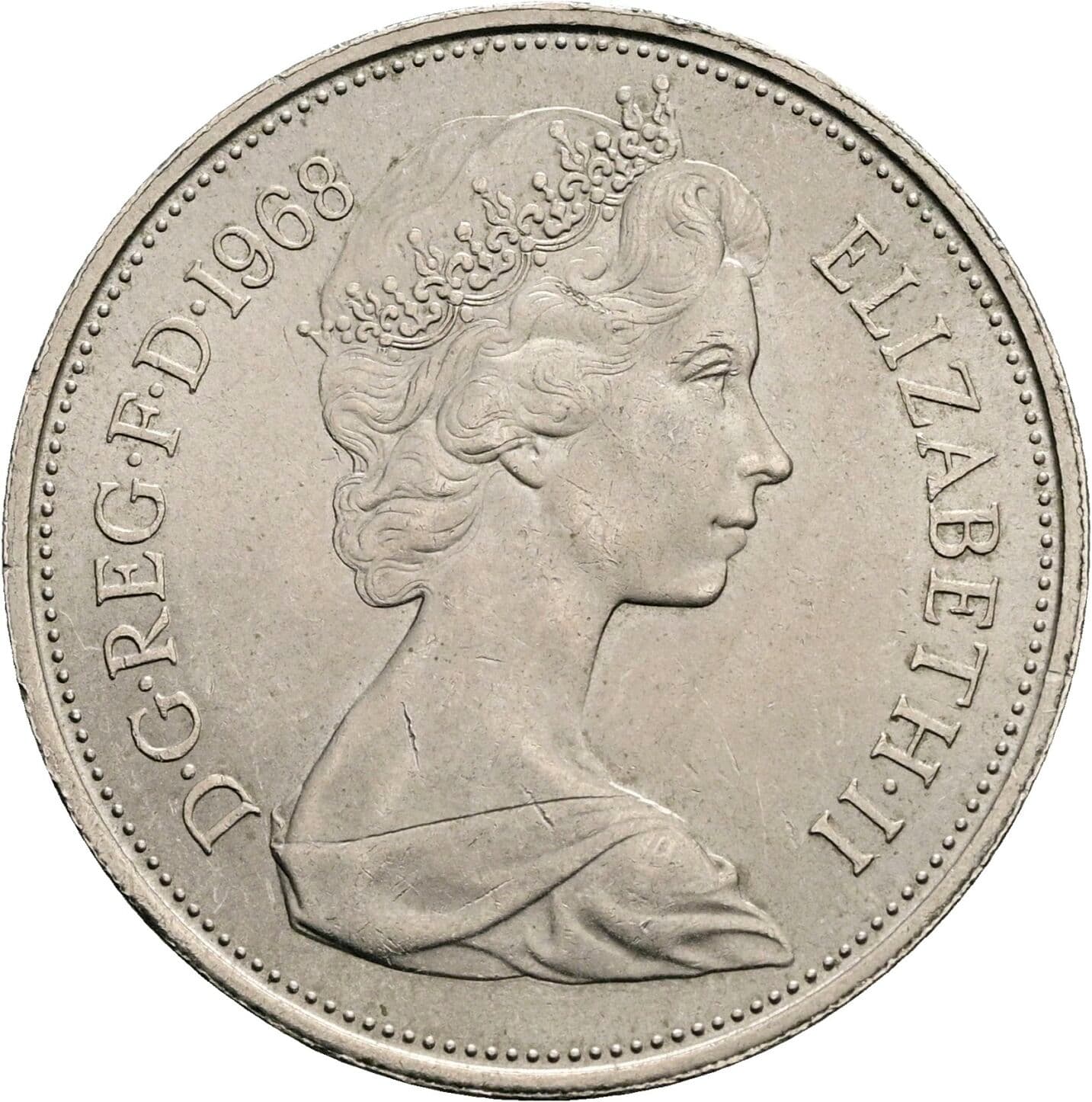 10 New Pence Elisabeth II. 1952-2022 1968 – Vorderseite