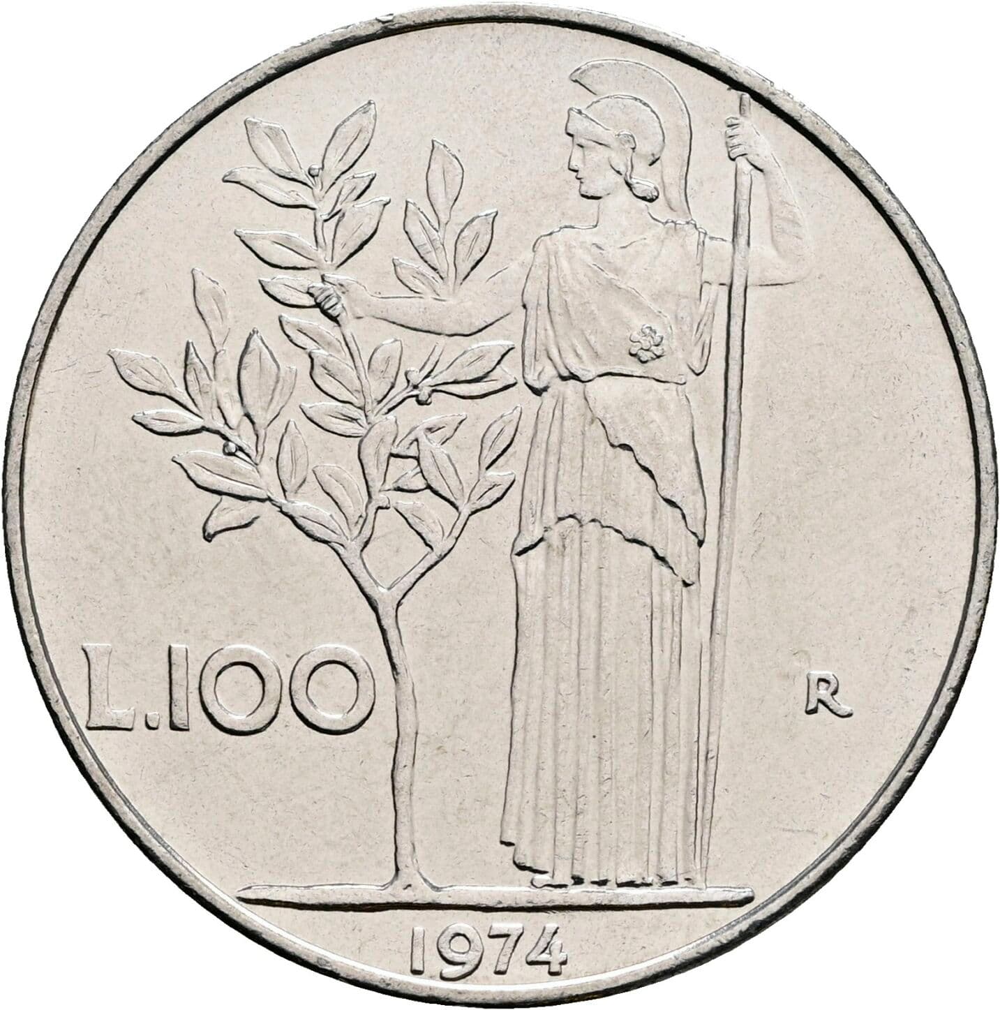 100 Lire 1974 – Rückseite