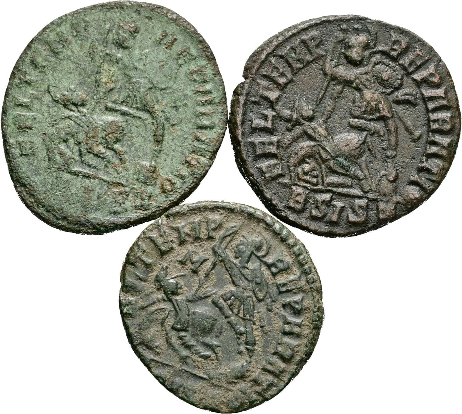 Lot 3 Stück AE3 Siscia Bronzemünzen