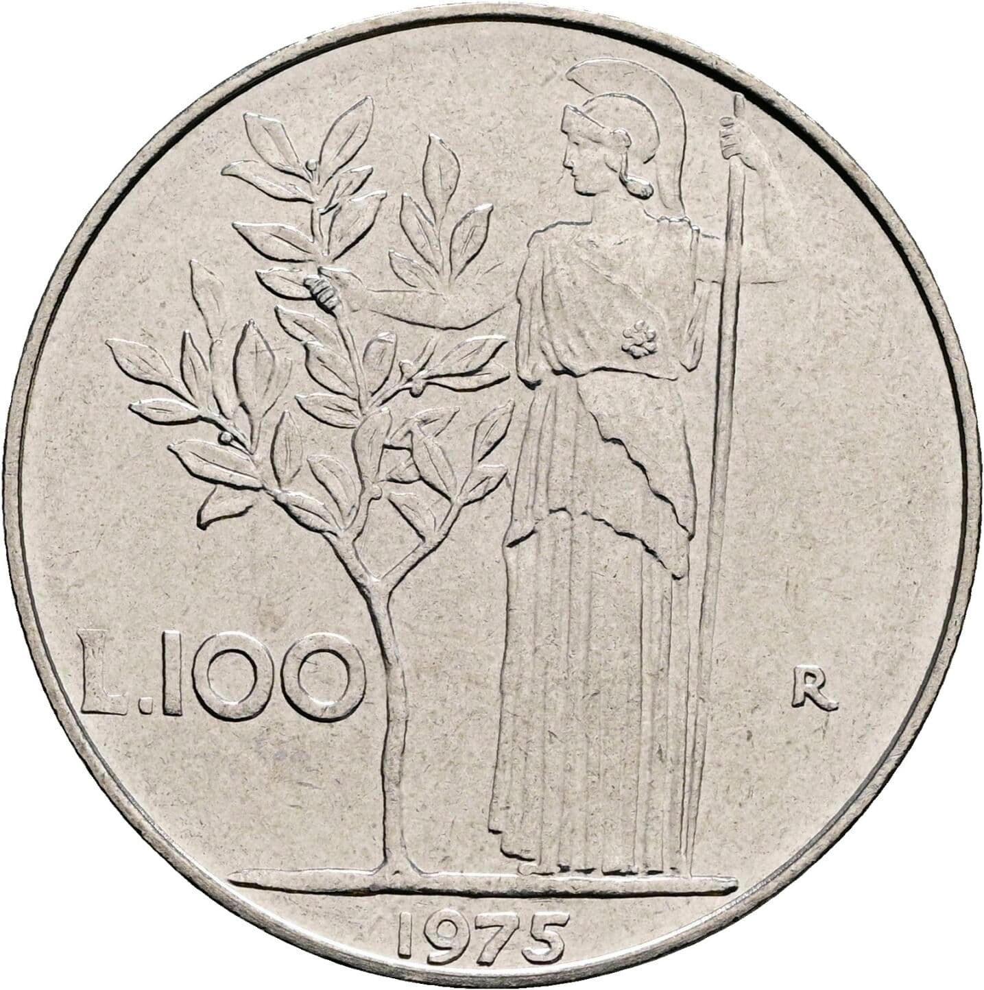 100 Lire 1975 – Rückseite