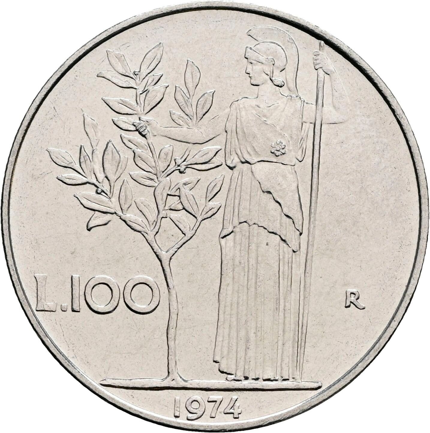 100 Lire 1974 – Rückseite