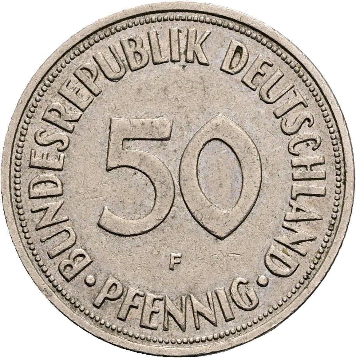 50 Pfennig 1950 F – Vorderseite