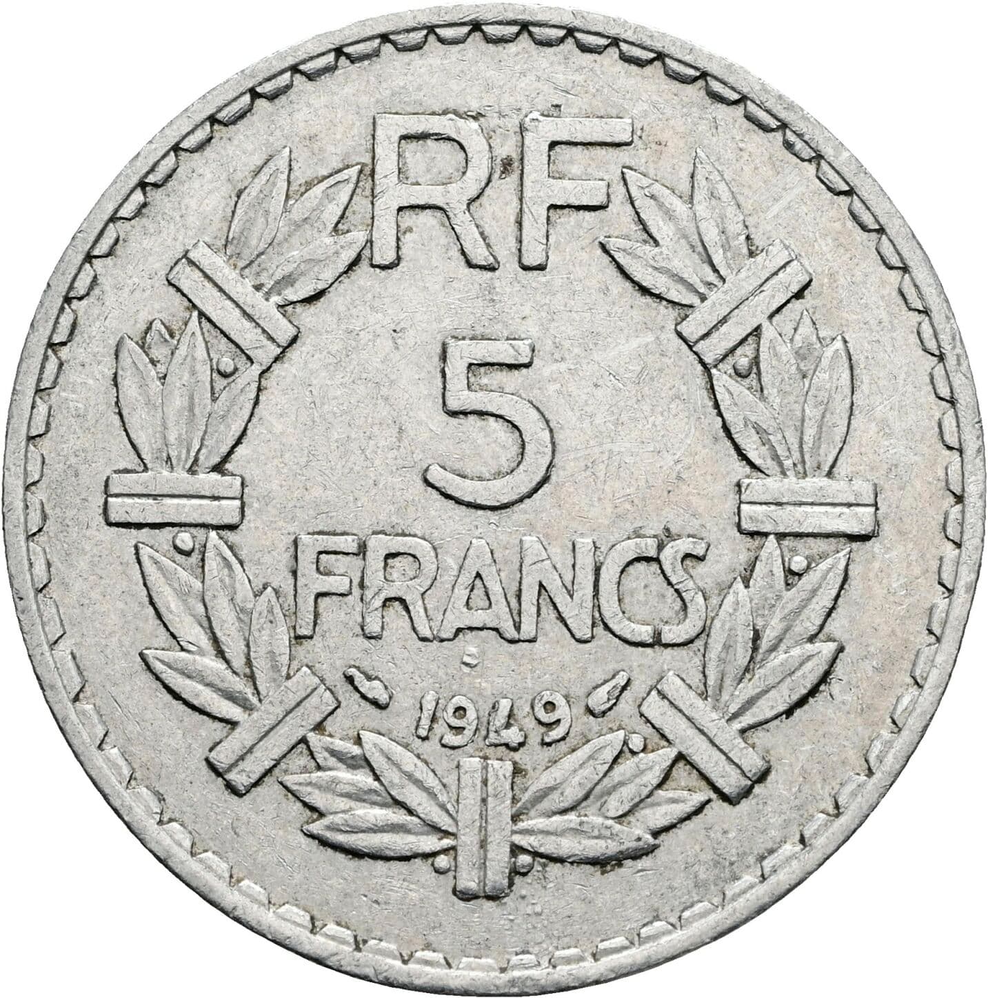 5 Francs 1949 – Rückseite
