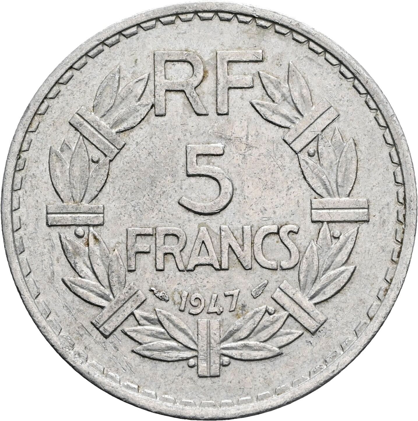 5 Francs 1947 – Rückseite