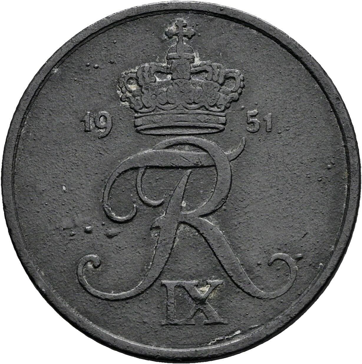2 Öre Friedrich IX. (1947-1972) 1951 – Rückseite