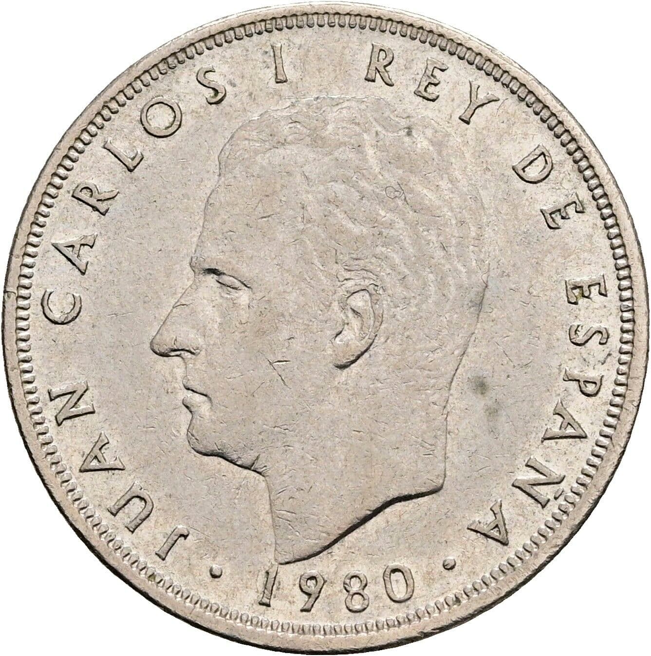 5 Pesetas Juan Carlos I (1975-2014) 1980 – Vorderseite