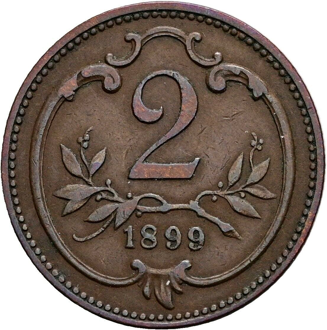 2 Heller Franz Joseph I. 1848-1916 1899 – Vorderseite