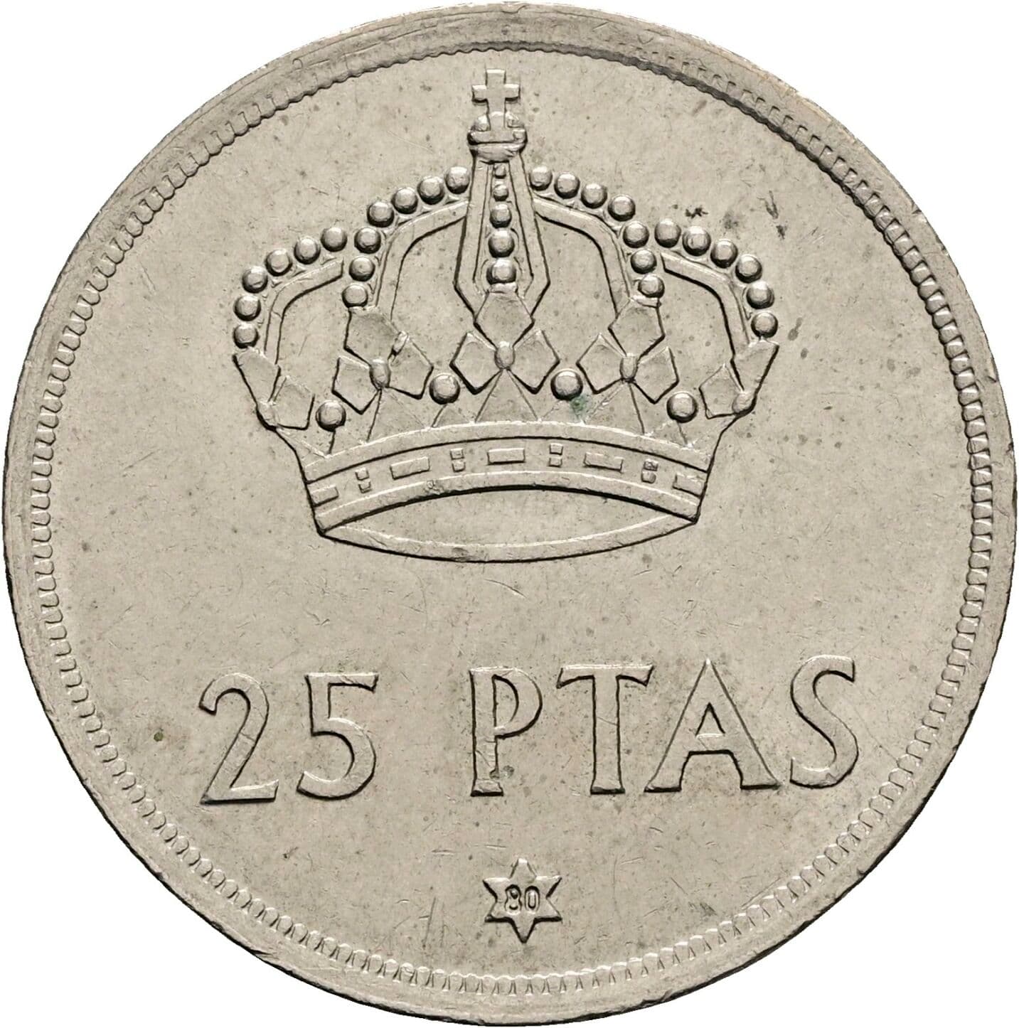 25 Pesetas 1980 – Rückseite