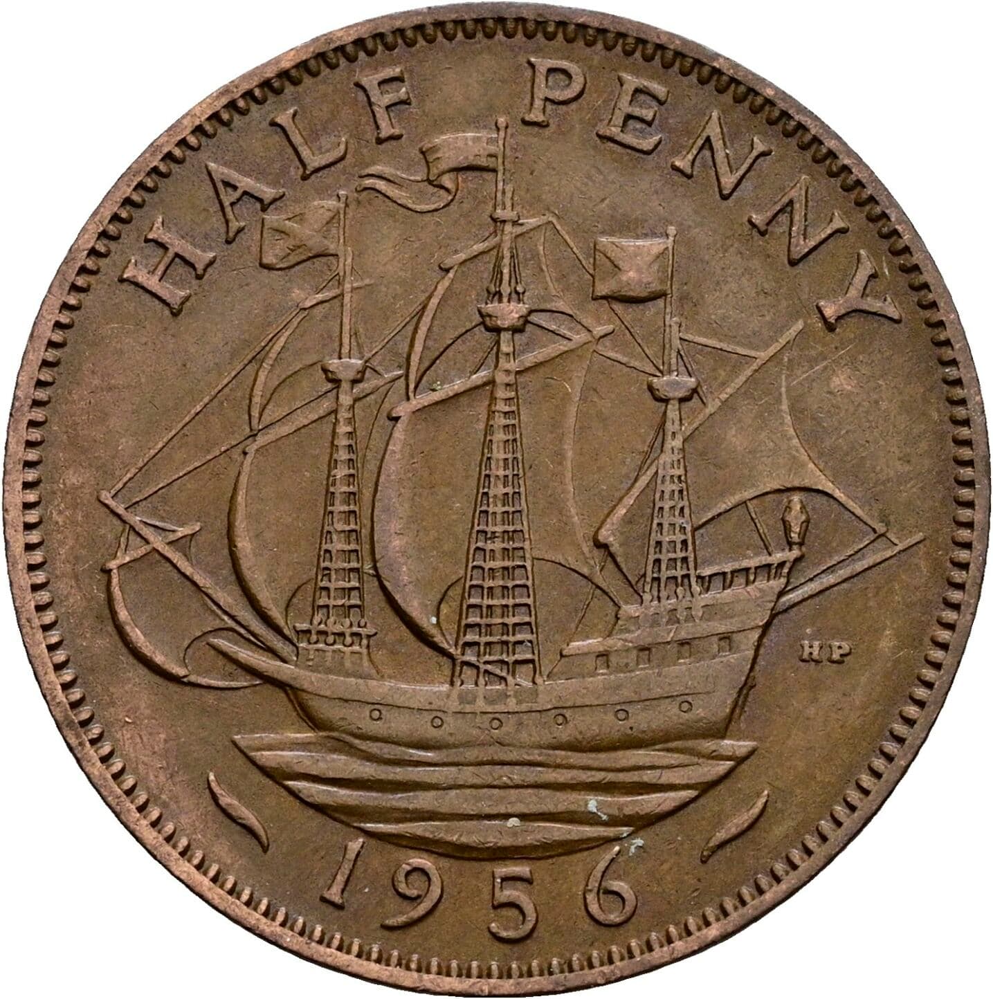 Half Penny Elisabeth II. 1952-2022 1956 – Rückseite