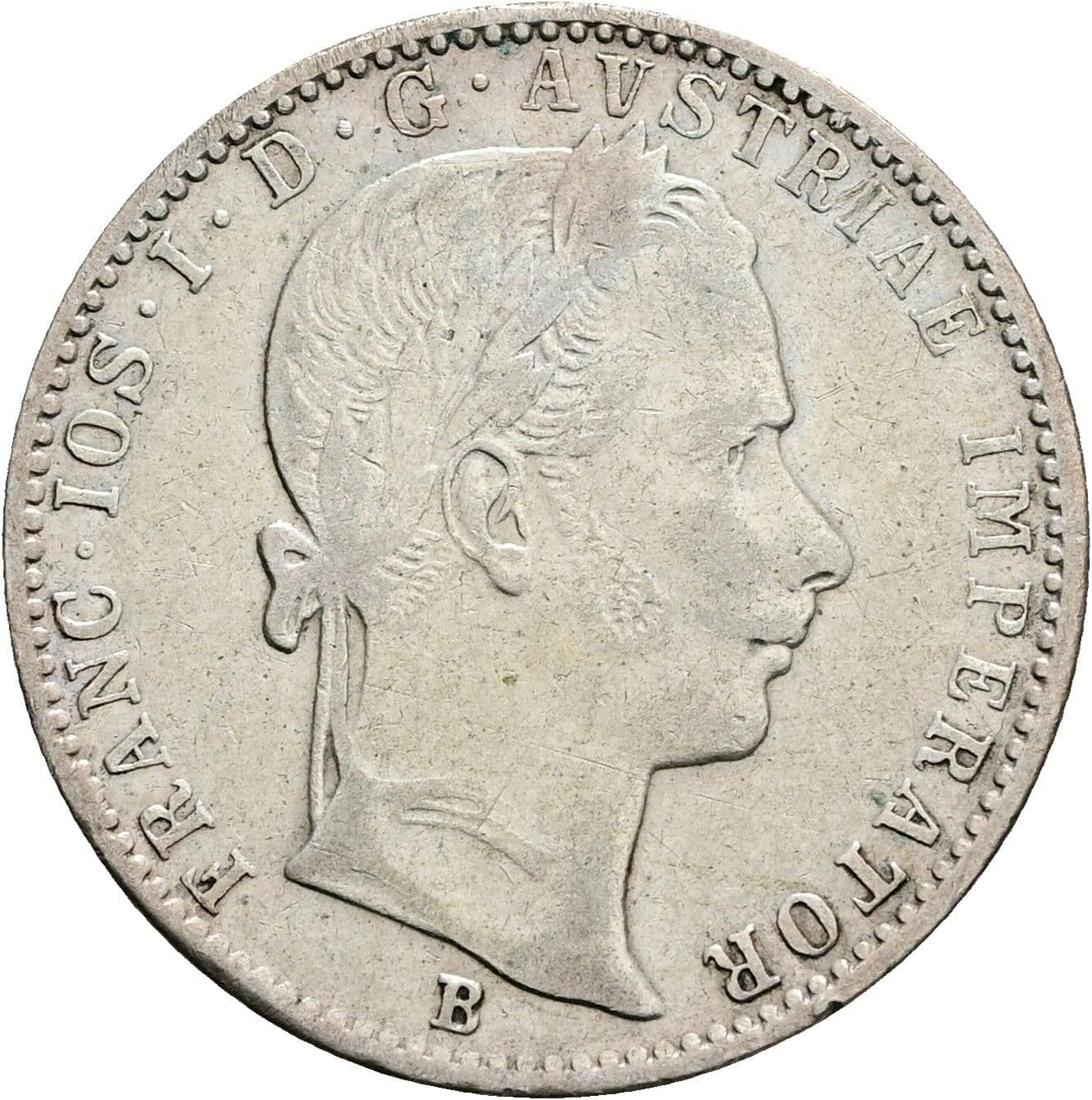 1/4 Gulden Franz Joseph I. 1848-1916 1860 B, Kremnitz – Vorderseite