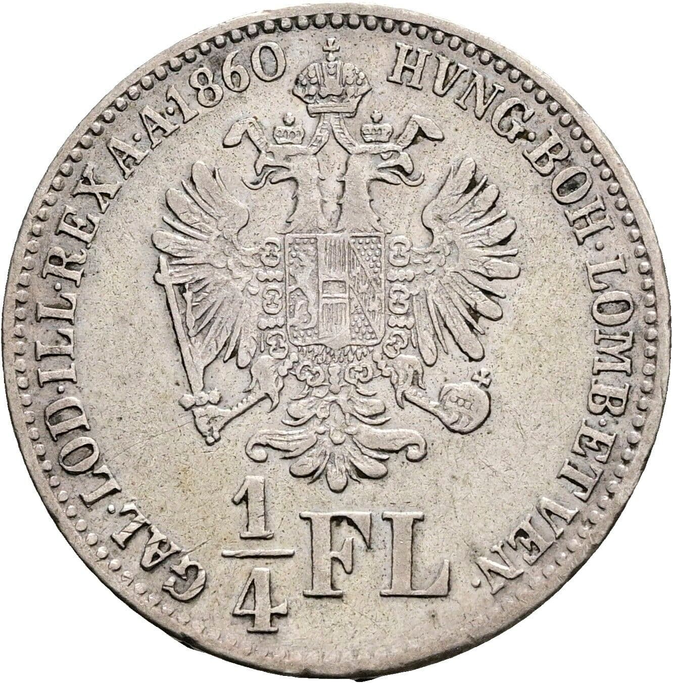 1/4 Gulden Franz Joseph I. 1848-1916 1860 B, Kremnitz – Rückseite