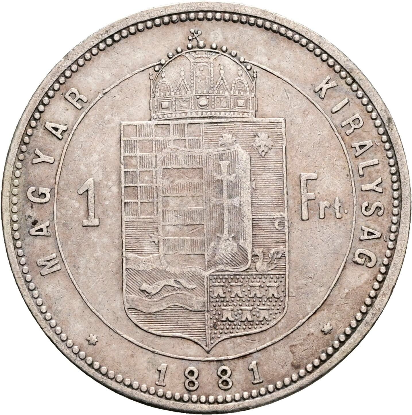 1 Forint Franz Joseph I. 1848-1916 1881 KB, Kremnitz – Rückseite