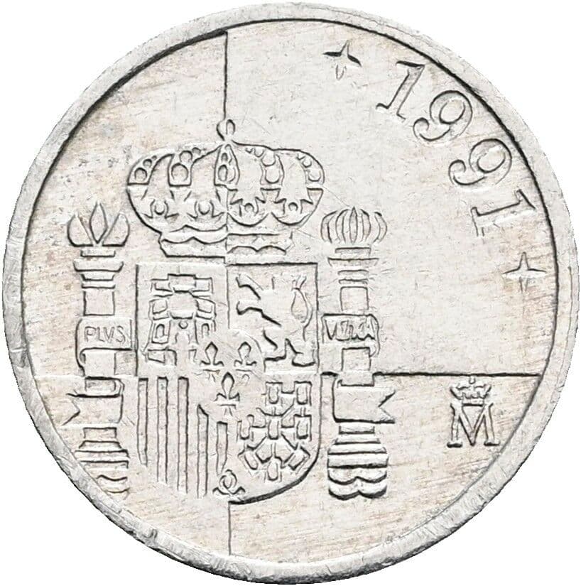 1 Peseta Juan Carlos (1975-2014) 1991 – Rückseite