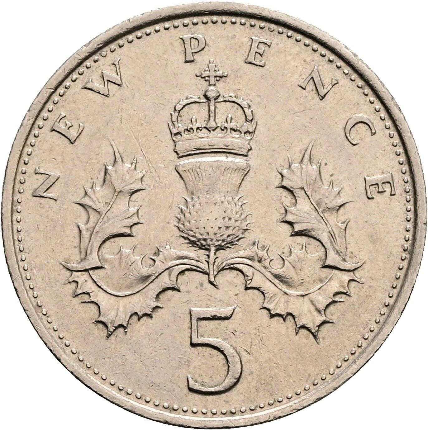 5 New Pence Elisabeth II. 1952-2022 1978 – Rückseite