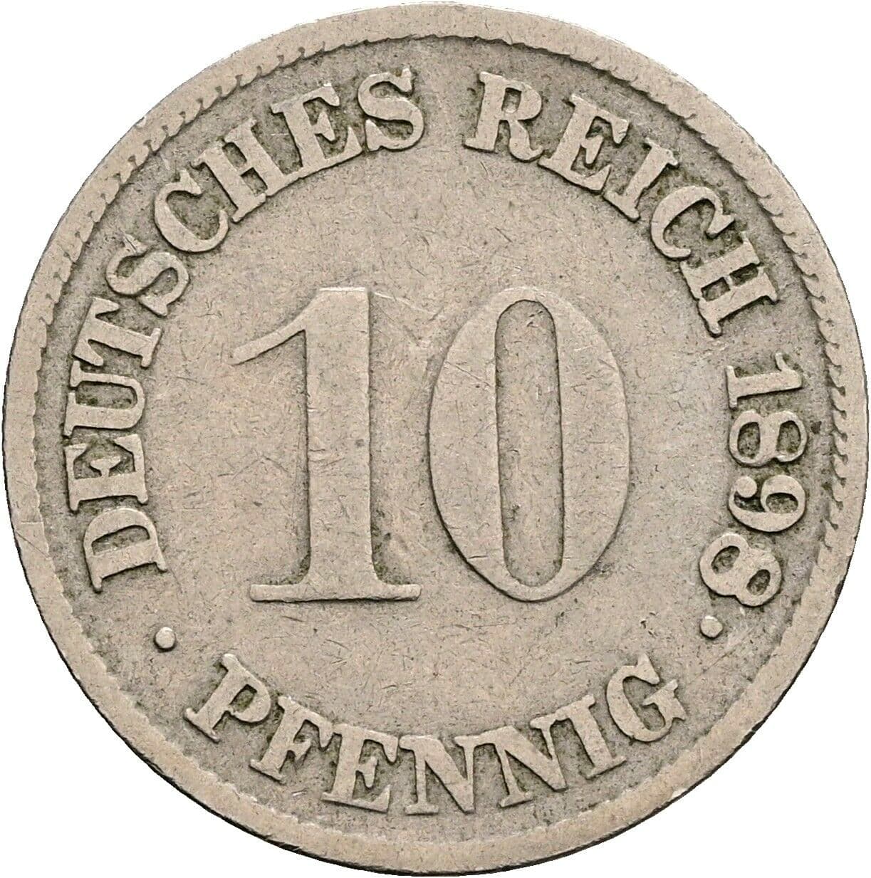 10 Pfennig 1898 G – Vorderseite
