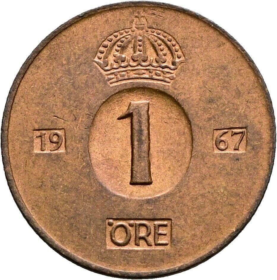 1 Öre Gustav VI. Adolf (1950-1973) 1967 – Vorderseite