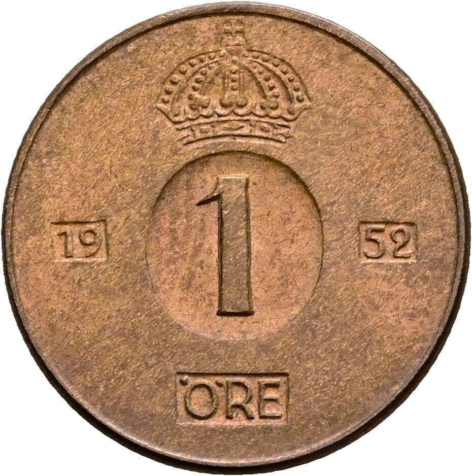 1 Öre Gustaf VI Adolf (1950-1973) 1952 – Vorderseite