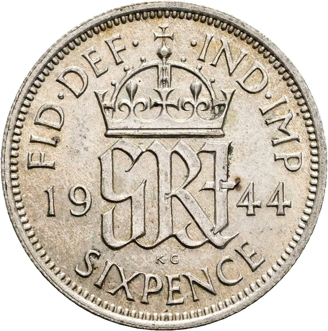 6 Pence Georg VI. (1936-1952) 1944 – Rückseite