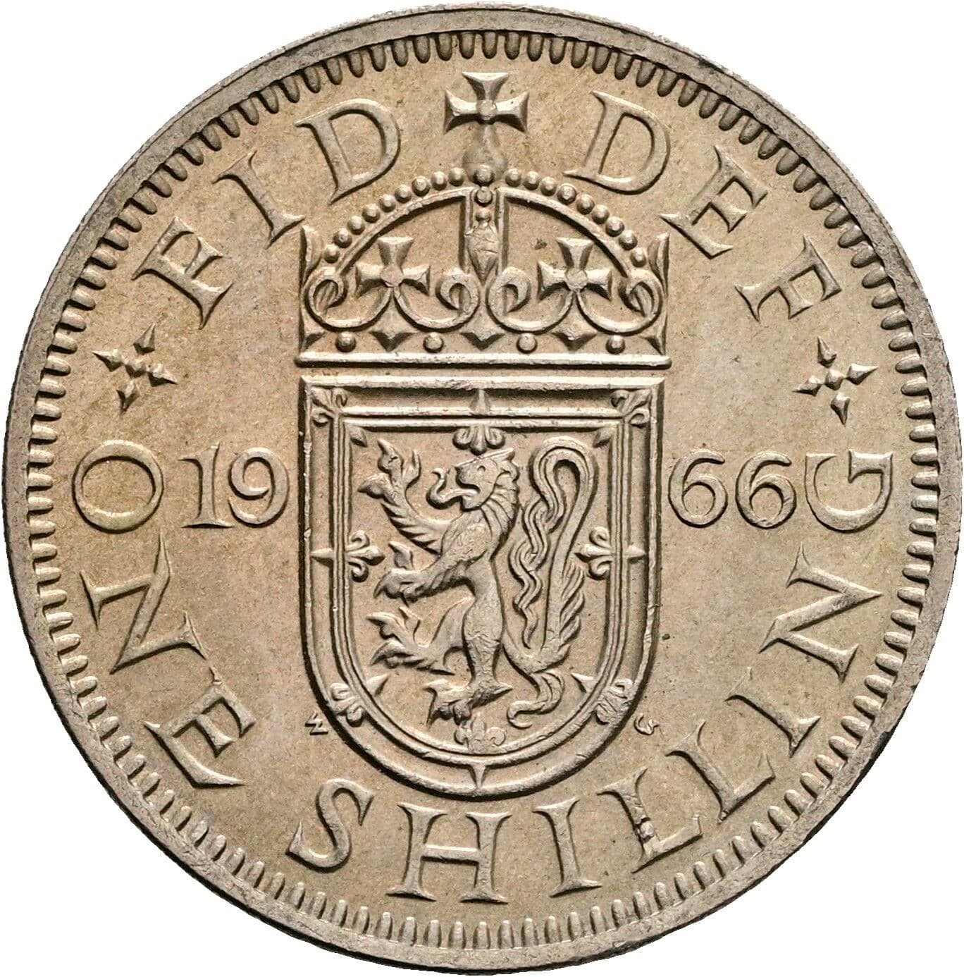 1 Shilling Elisabeth II. 1952-2022 1966 – Rückseite