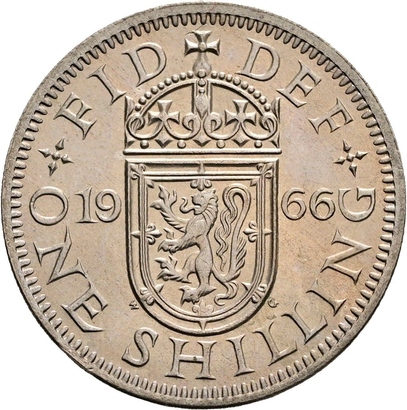 1 Shilling Elisabeth II. 1952-2022 1966 – Rückseite