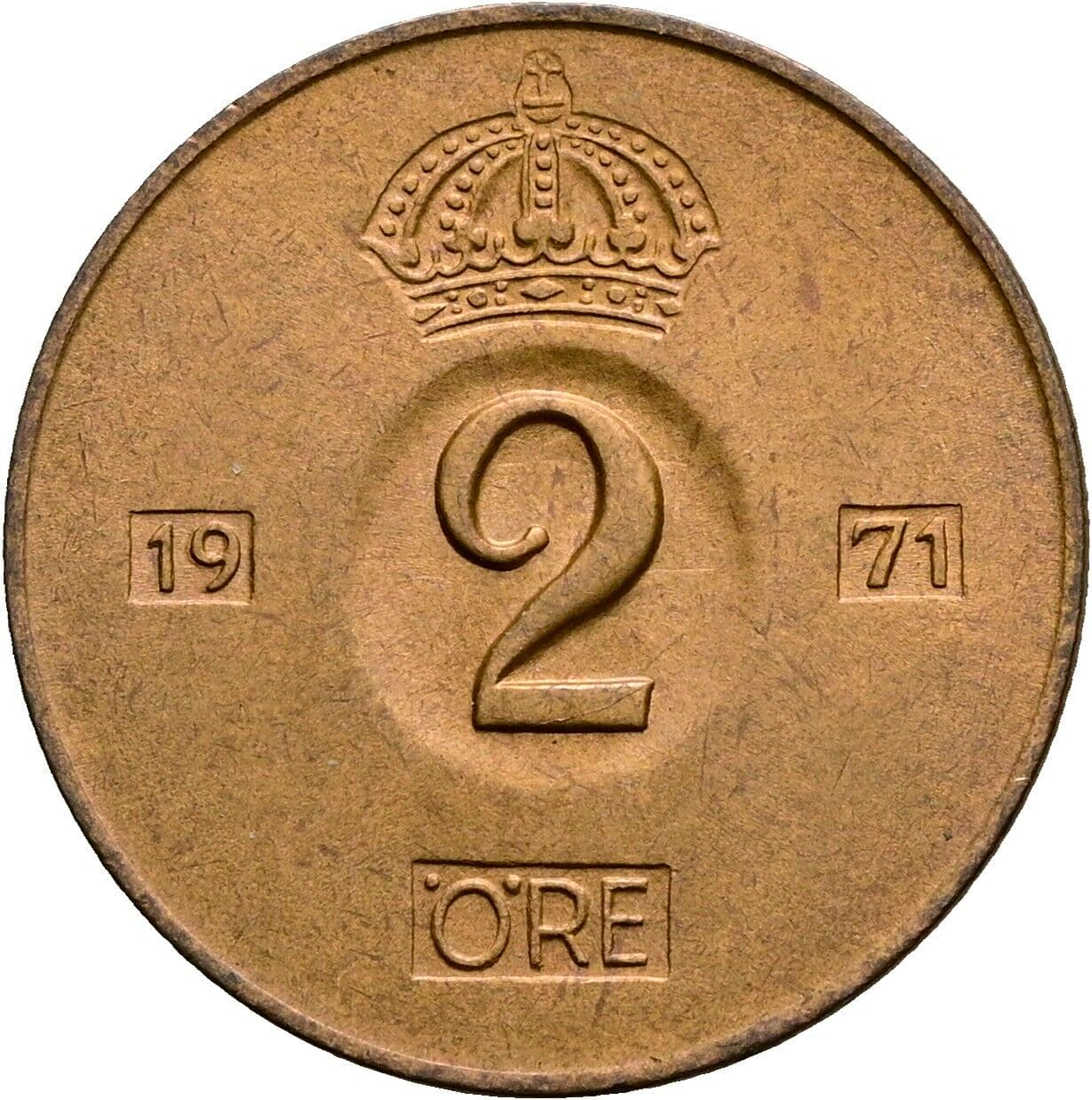 2 Öre Gustav VI. Adolf (1950-1973) 1971 – Vorderseite