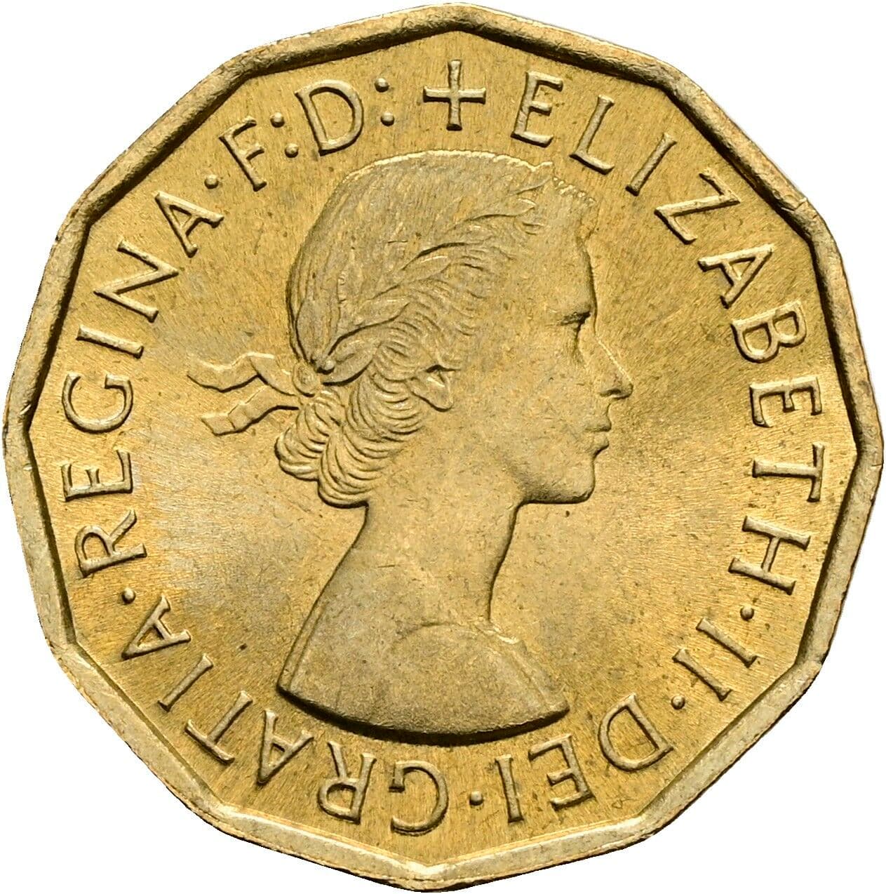 3 Pence Elisabeth II. 1952-2022 1967 – Vorderseite