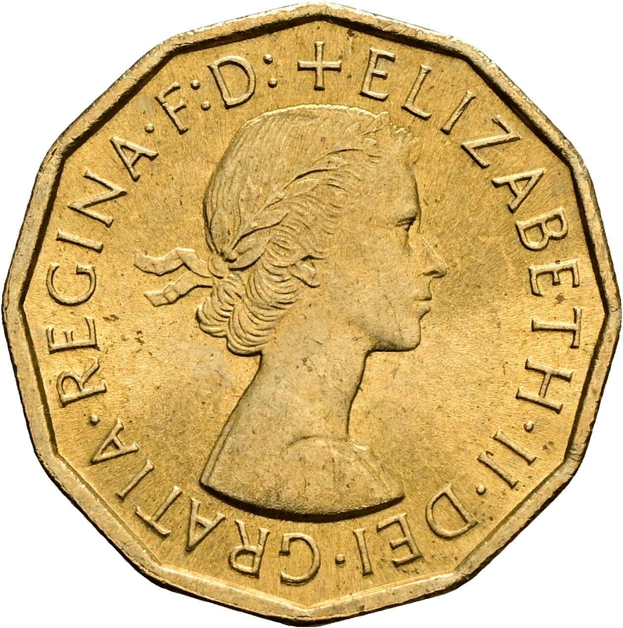 3 Pence Elisabeth II. 1952-2022 1967 – Vorderseite