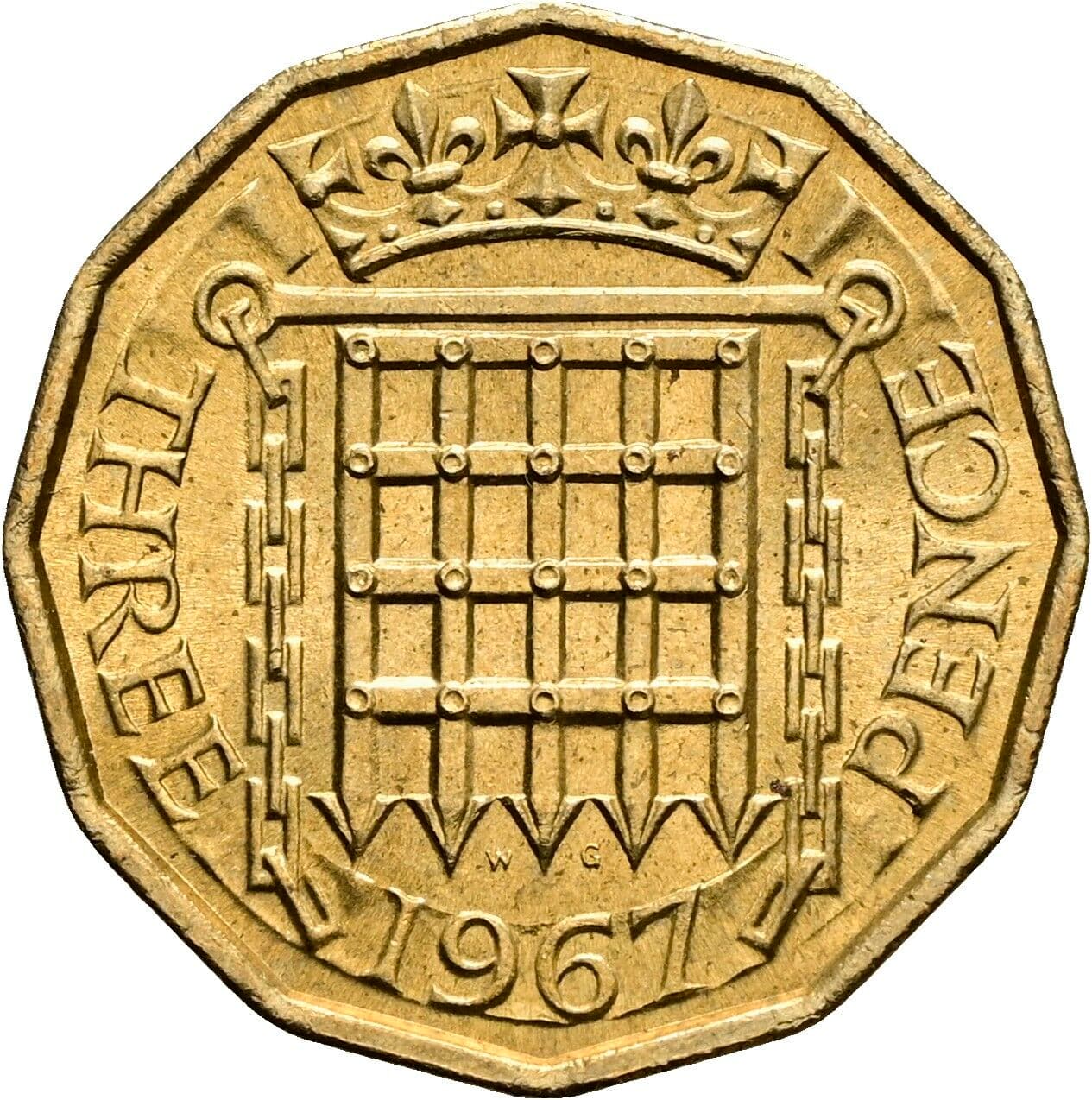3 Pence Elisabeth II. 1952-2022 1967 – Rückseite