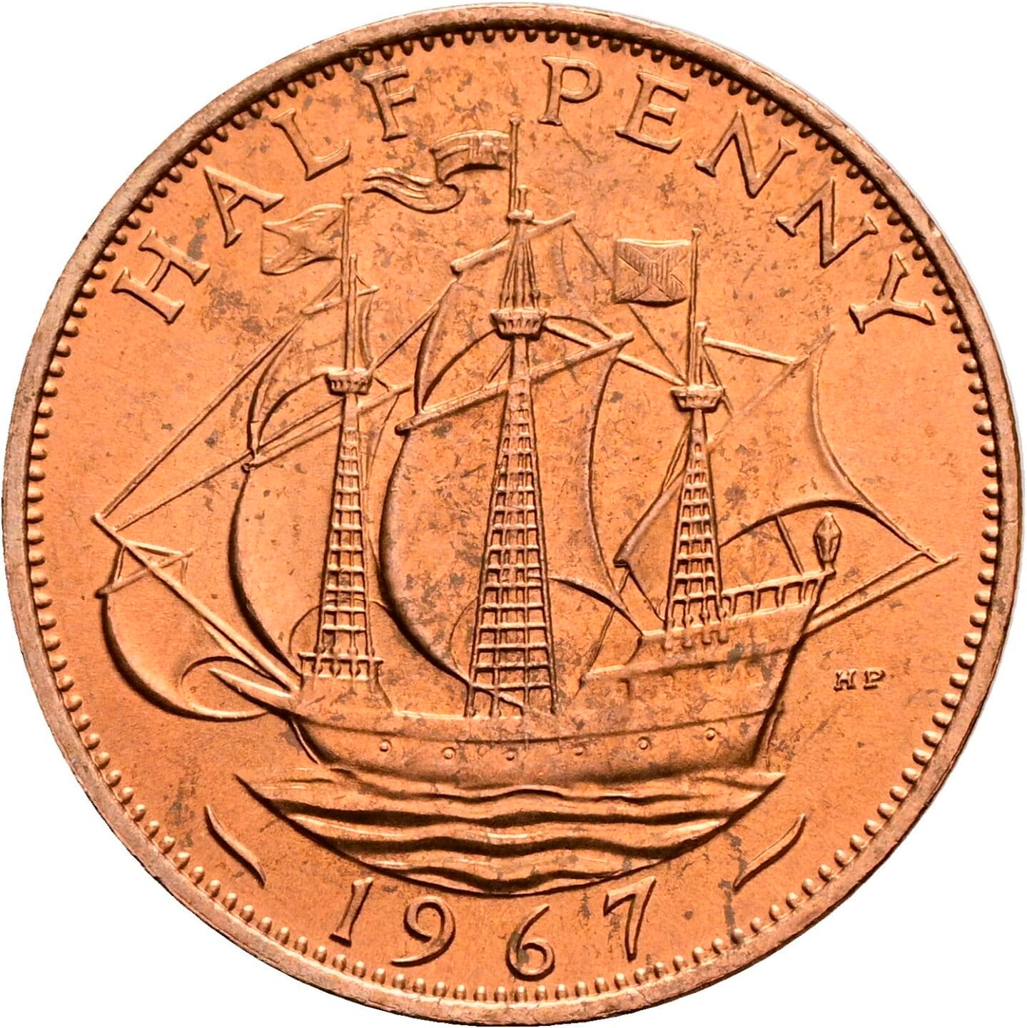 Half Penny Elisabeth II. 1952-2022 1967 – Rückseite