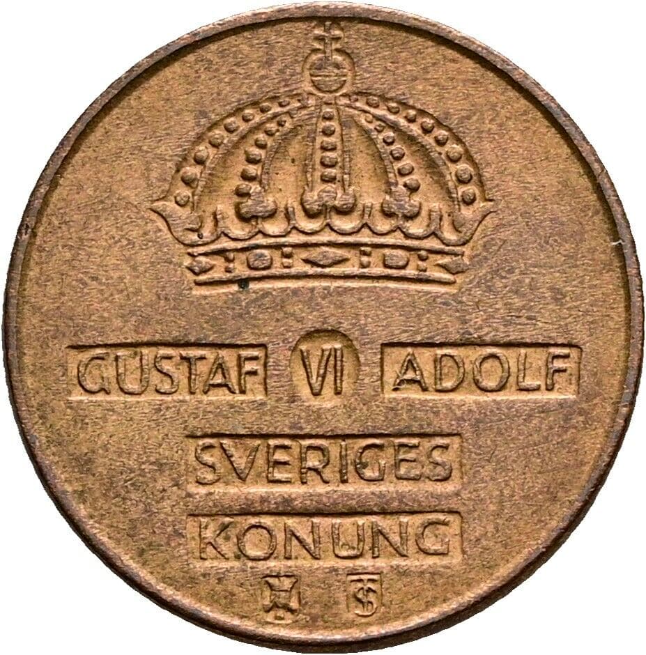 1 Öre Gustav VI. Adolf (1950-1973) 1957 – Rückseite