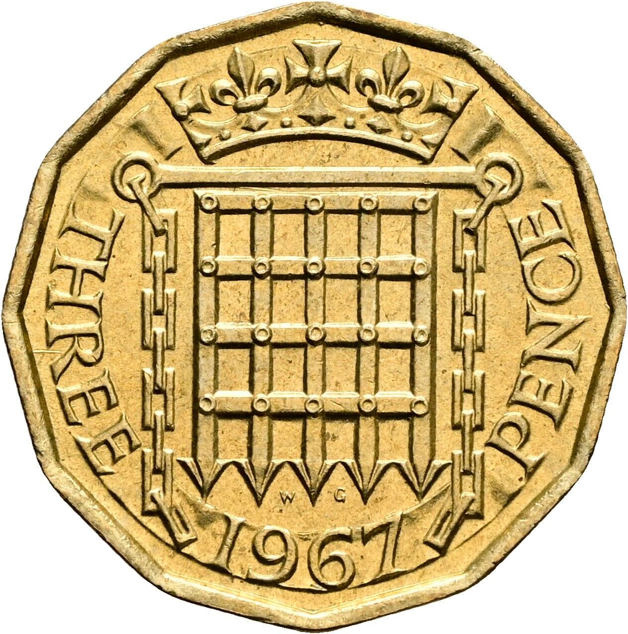 3 Pence Elisabeth II. 1952-2022 1967 – Rückseite