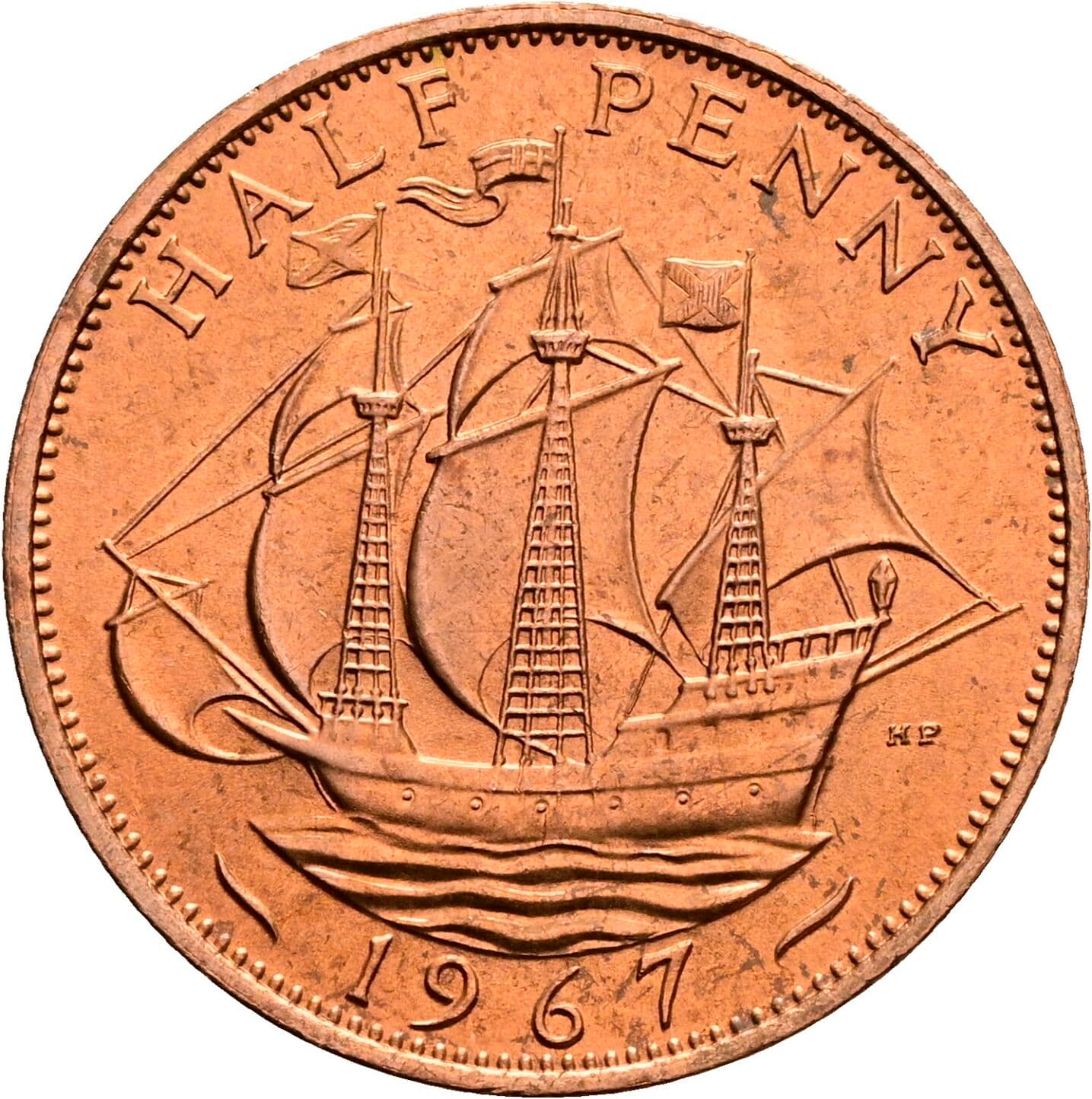 Half Penny Elisabeth II. 1952-2022 1967 – Rückseite
