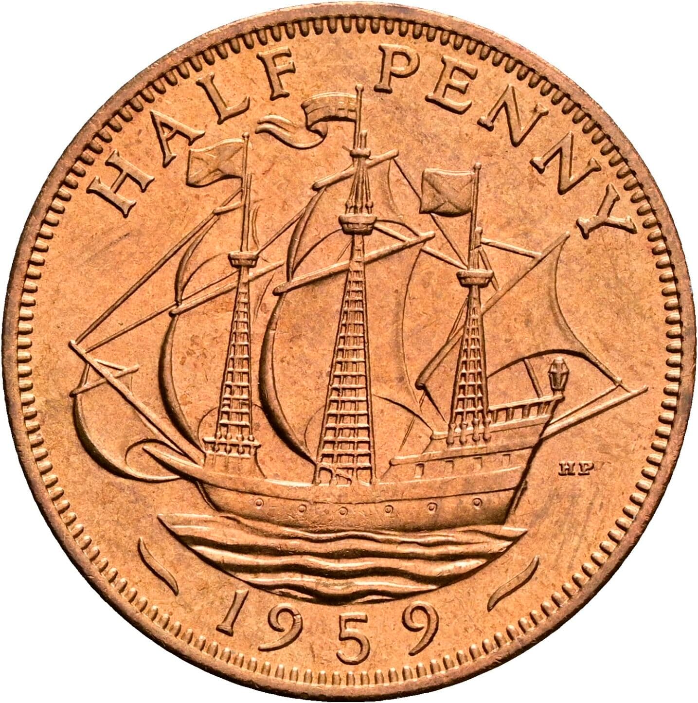 Half Penny Elisabeth II. 1952-2022 1959 – Rückseite