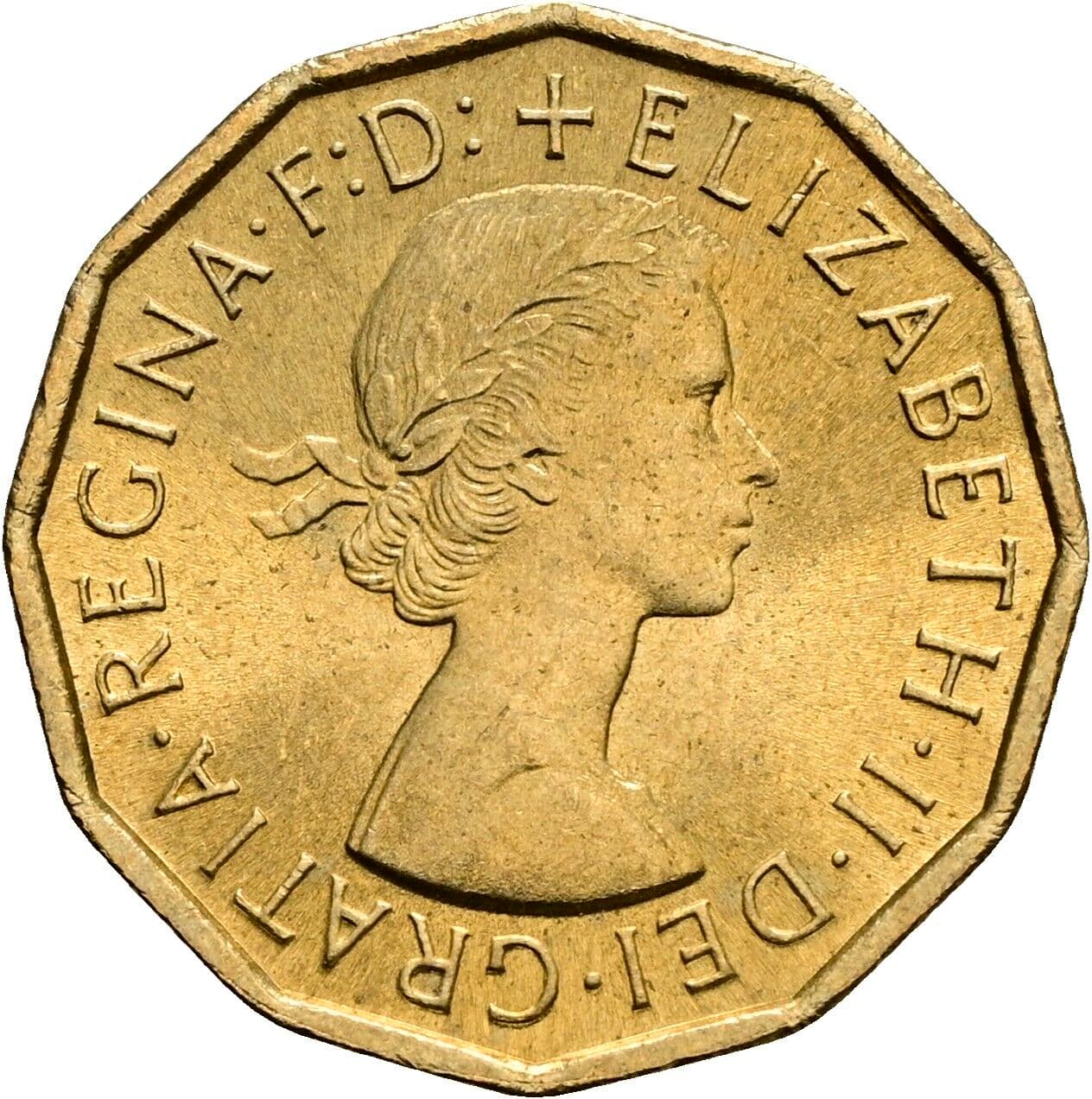 3 Pence Elisabeth II. 1952-2022 1967 – Vorderseite