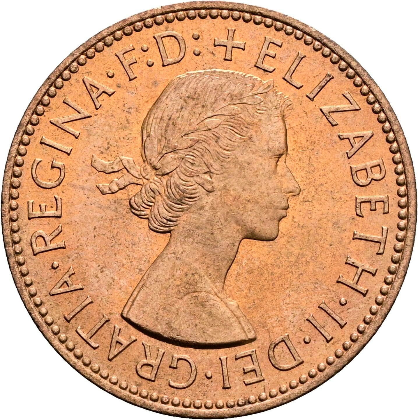 1/2 Penny Elisabeth II. 1952-2022 1957 – Vorderseite