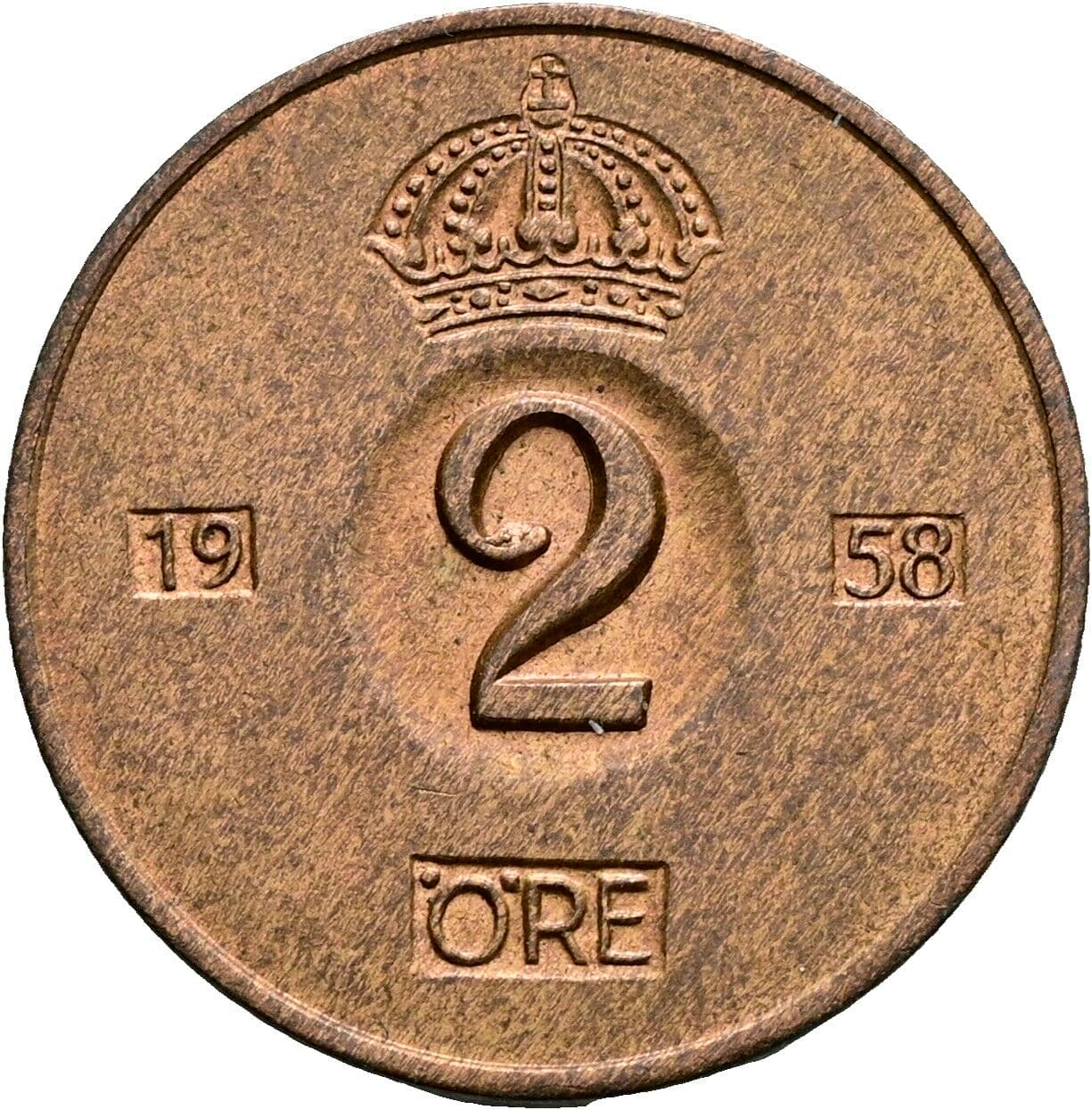 2 Öre Gustaf VI Adolf (1950-1973) 1958 – Vorderseite
