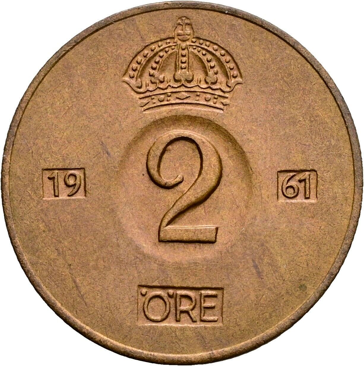 2 Öre Gustav VI. Adolf (1950-1973) 1961 – Vorderseite