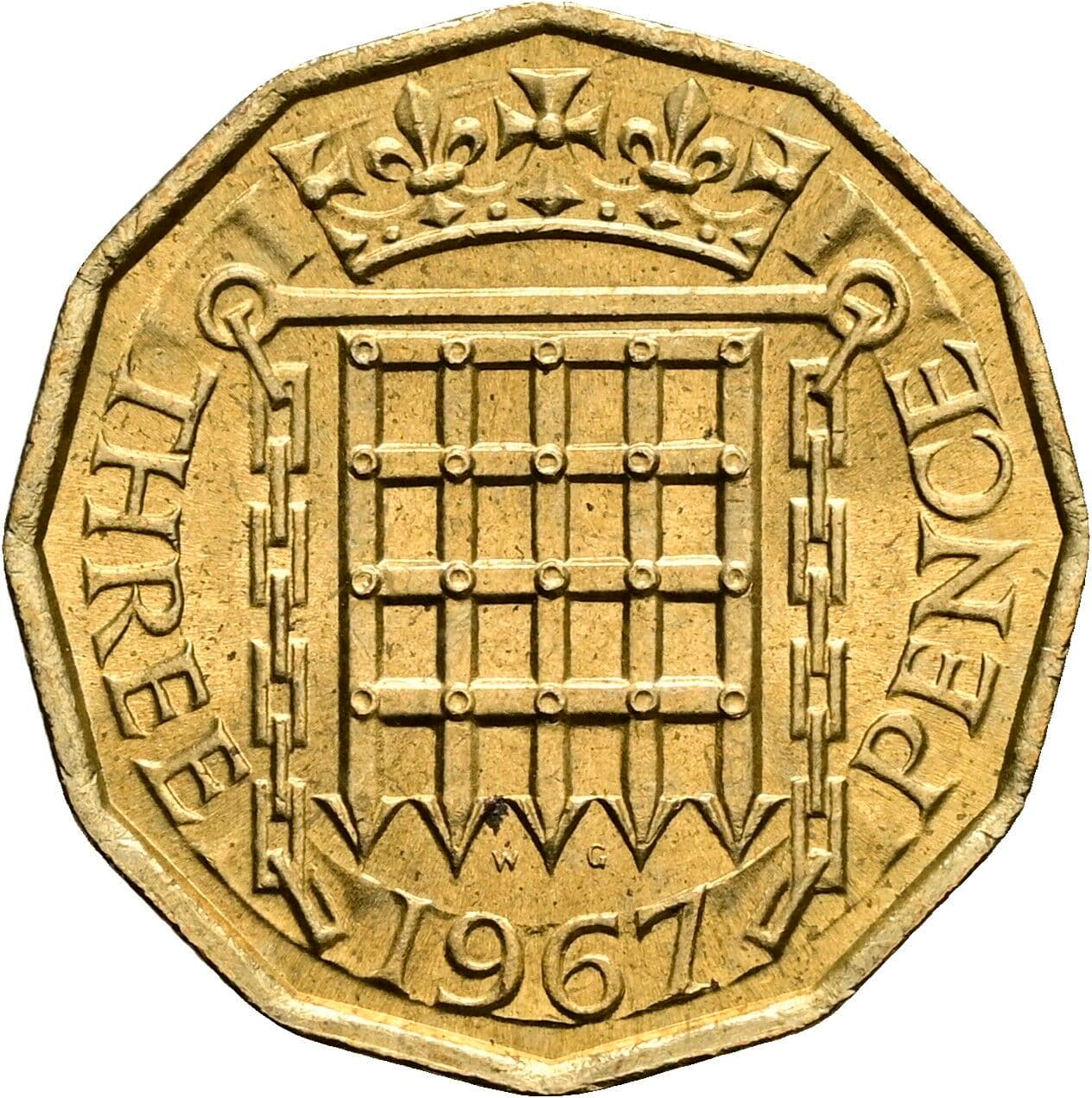 3 Pence Elisabeth II. 1952-2022 1967 – Rückseite