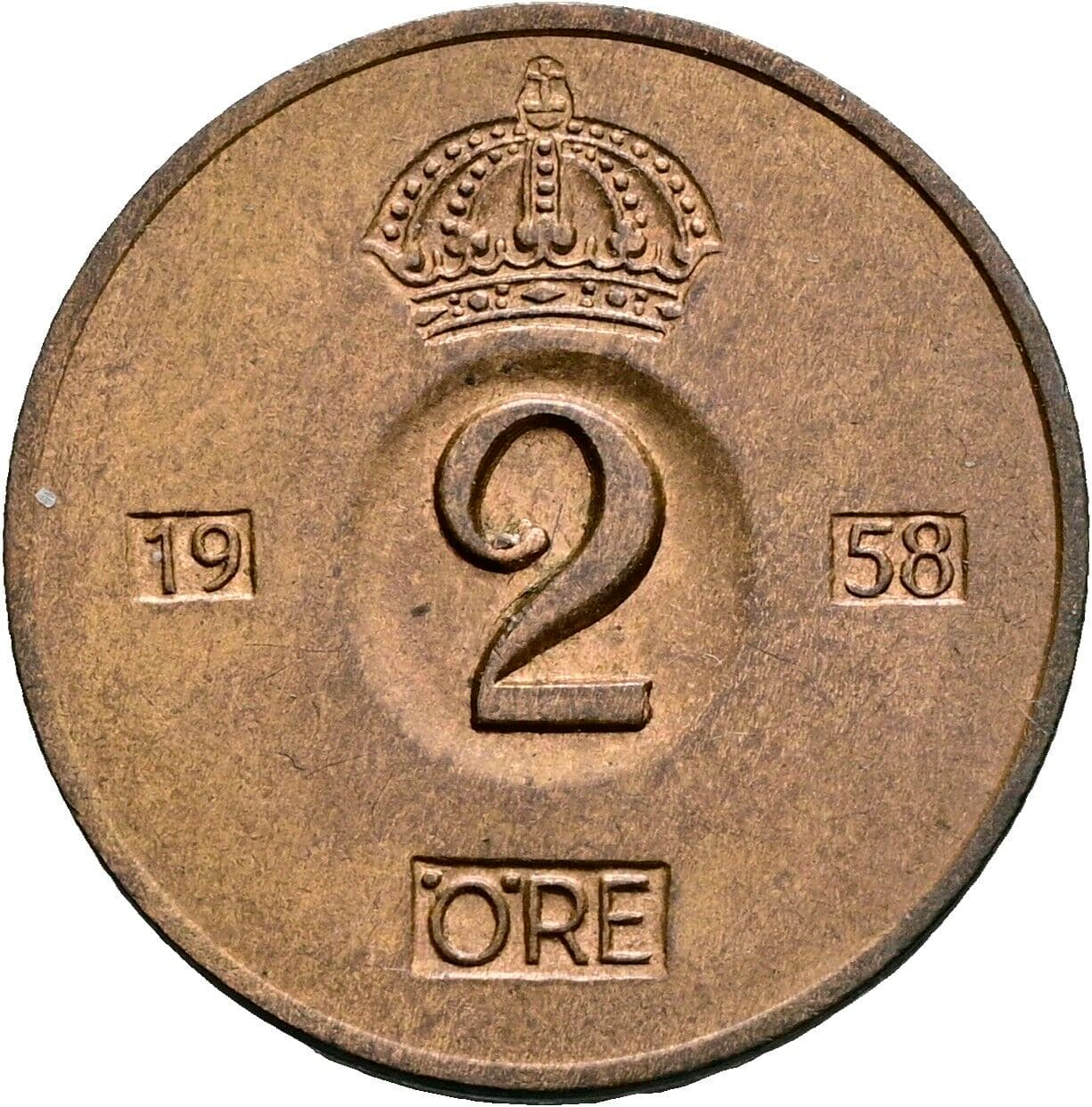 2 Öre Gustaf VI Adolf (1950-1973) 1958 – Vorderseite